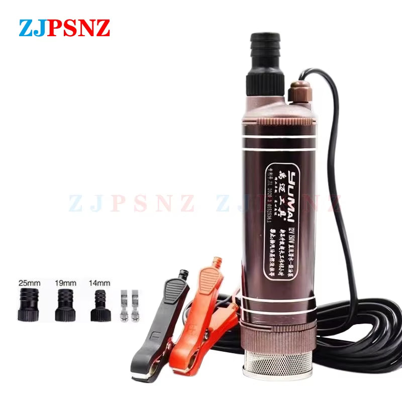 150W 12V/24V Portable DC Submersible Electric Pump for Diesel Fuel Delivery Water Sewage Suction Transfer Electric Pump 45L/Min