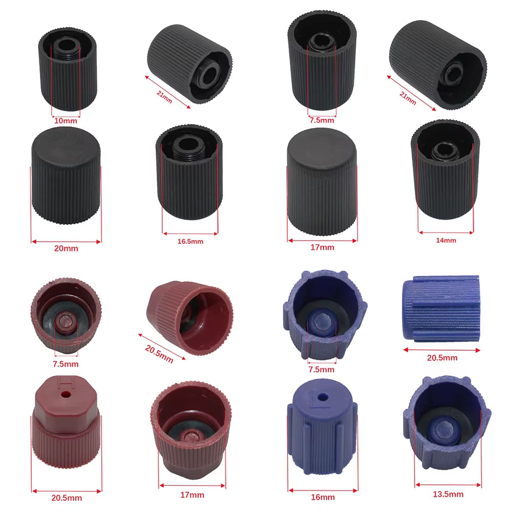 77 PCS Universal Car Auto A/C R134A R12 High Low Side AC System Valve Core Dust Caps Set Air Seal Replacement Air Conditioning