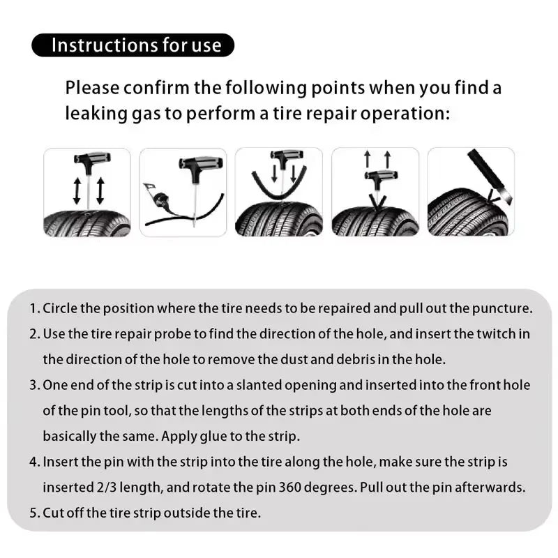 Car Tire Repair Kit Practical Tools Durable Tire Strips Super Glue Included Auto Emergency Repair Kit Optional With/Without Glue