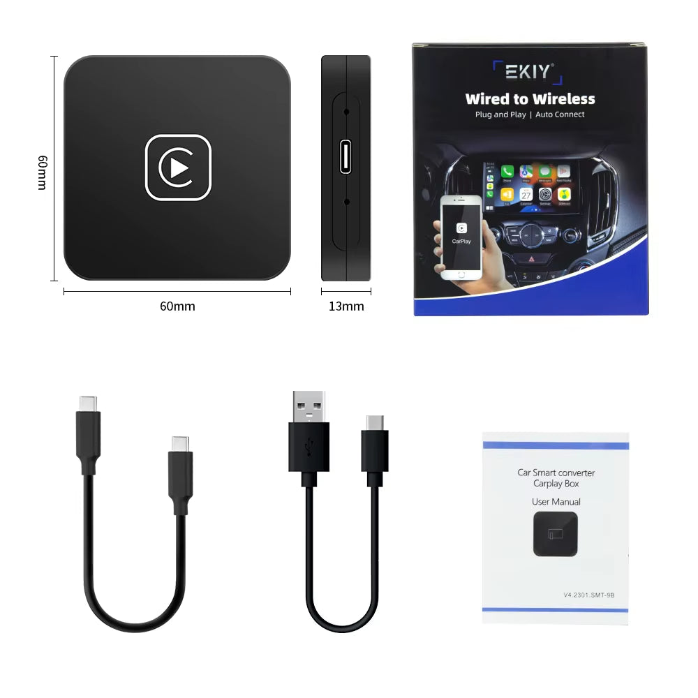 Wired to Wireless Carplay for Toyota Mazda Nissan Camry Suzuki Subaru Citroen Audi Mercedes Kia Ford Opel IOS15 Spotify BT
