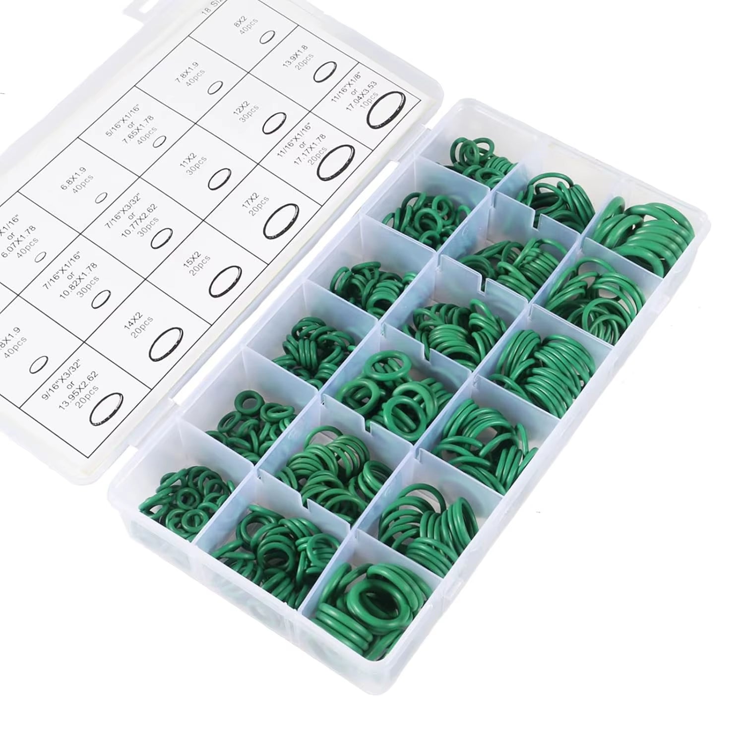 530Pcs O Ring Kit Rubber 18 Sizes O-Ring Car Auto Vehicle Repair Air Conditioning Compressor Seals Assortment Kit