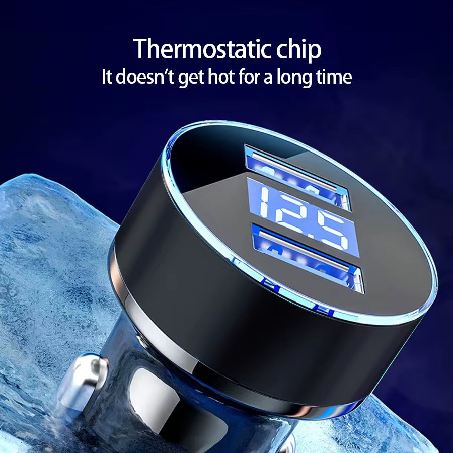 240W Car Charger Dual USB Ports 120W Super Fast Charging with Digital Display Quick Charging Adapter for Iphone Samsung Xiaomi