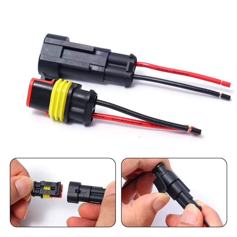 2P Cars Waterproof Connector Wire Electrical Connectors Cable Wires Connector Plug Super Seal for Motorcycles Trucks Accessories