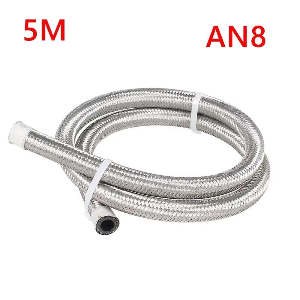 1M 3M 5M 16FT AN4 AN6 AN8 AN10 AN12 Oil Fuel Hose Oil Gas Cooler Hose Line 5M Pipe Tube Nylon Stainless Steel Braided Line