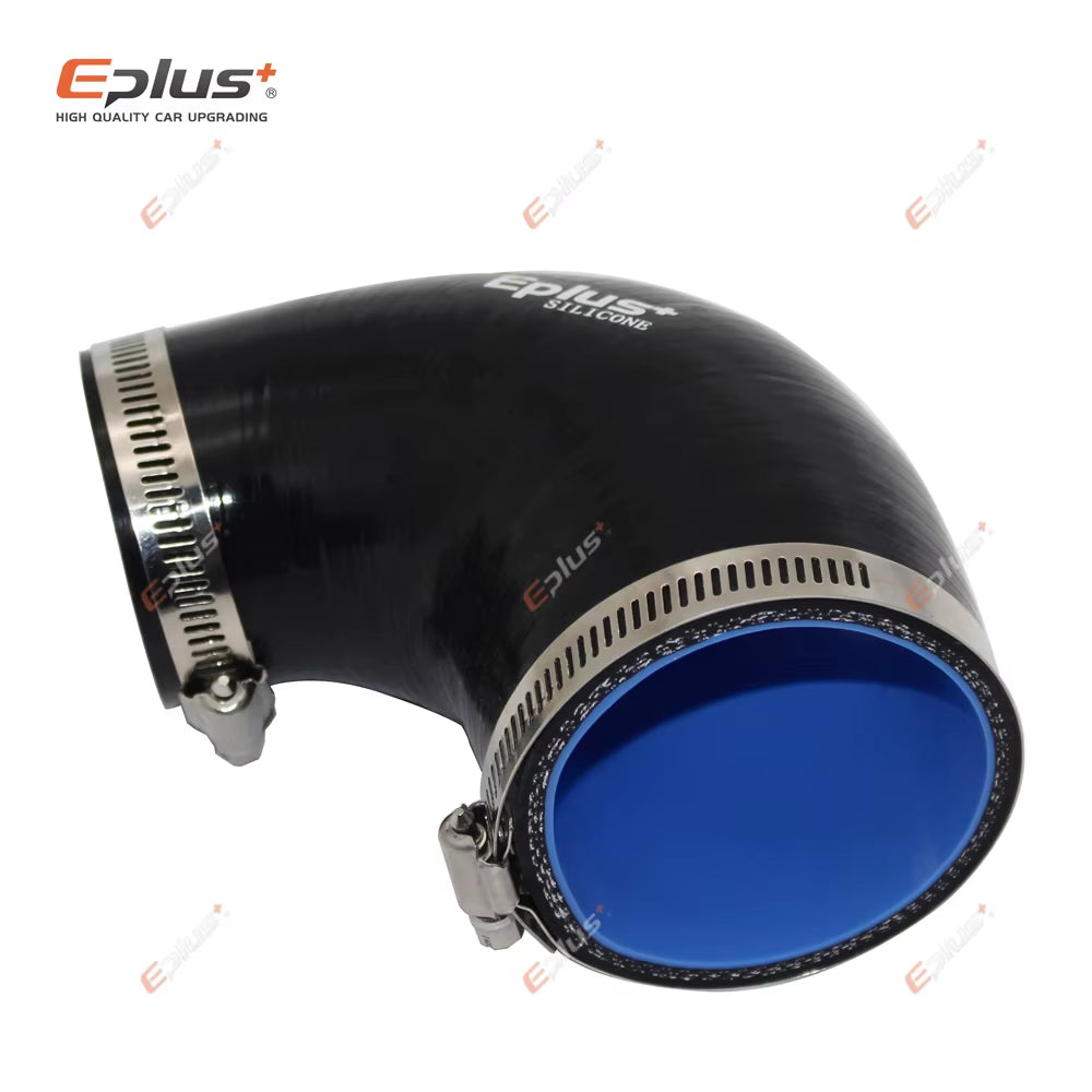 EPLUS Universal Silicone Tubing Hose 90 Degrees Big to Small Connector Car Intercooler Turbo Intake Pipe Coupler Black Multi Siz