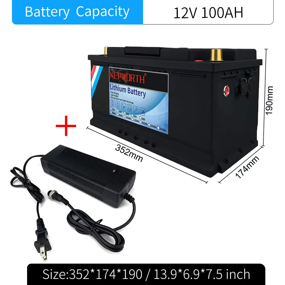 12V 100Ah Lifepo4 Lithium Iron Phosphate Battery Upgraded BMS 6000 Cycles for RV Campers Golf Cart Off-Road Off-Grid Solar Wind