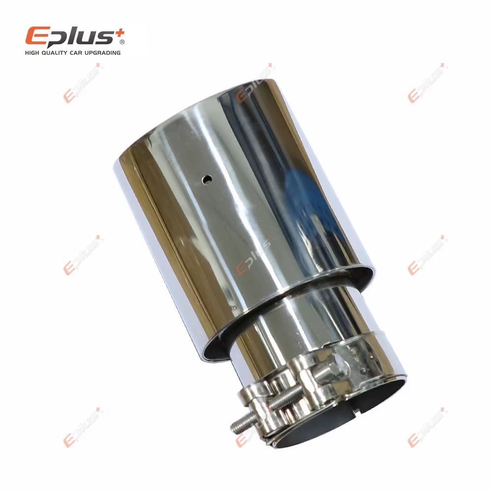Car Stainless Steel Silver Muffler Tip Universal Exhaust Pipe Mufflers Bilayer Nozzle Bilayer Decoration Bevel End