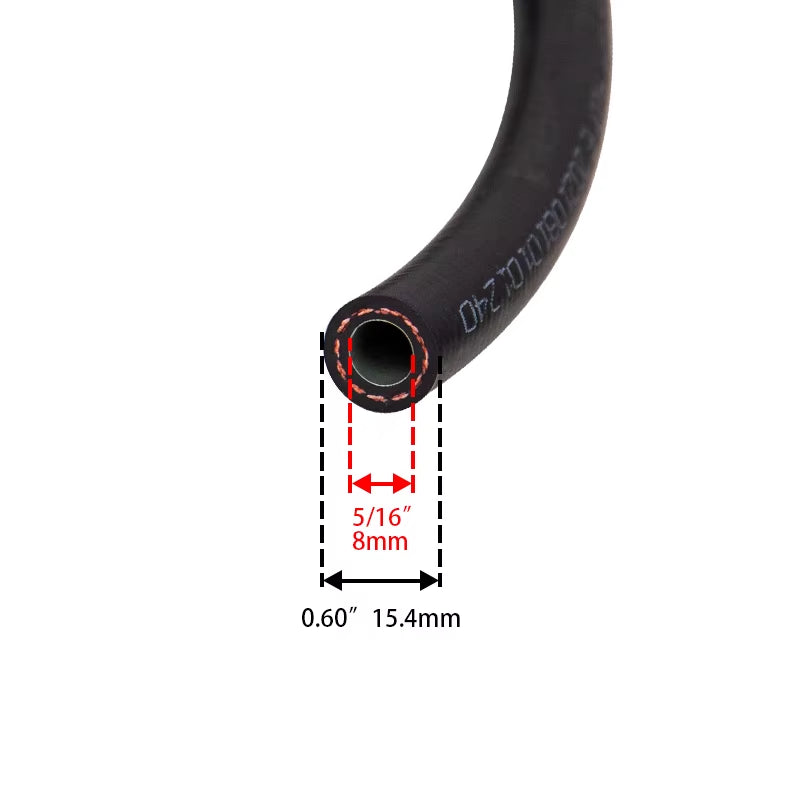 #6 5/16'' R12 R134A AC Pipe Thin-Wall Nylon Reduce Barrier Refrigerant Hose Coolant Hose Air Conditioner System Automotive