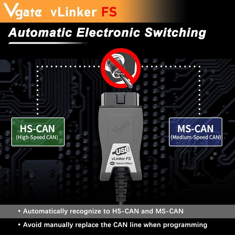 Vlinker FS for Ford ELM327 Forscan HS/MS-CAN OBD2 Car Diagnostic Scanner Interface Tools OBDII for Mazda ELM 327 OBD 2