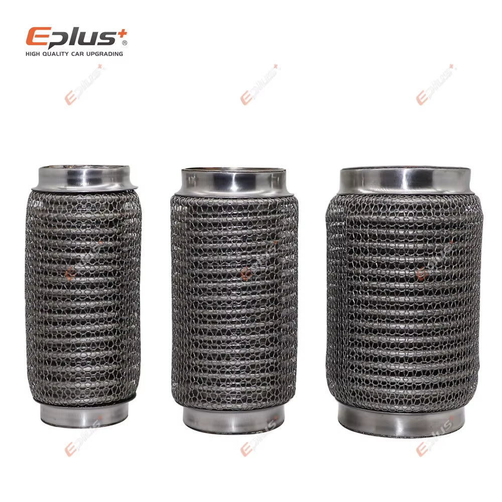 EPLUS Car Exhaust Tube Telescopic Flexible Connection Steel Mesh Bellows Stainless Steel Muffler Pipe Connector Welded Universal