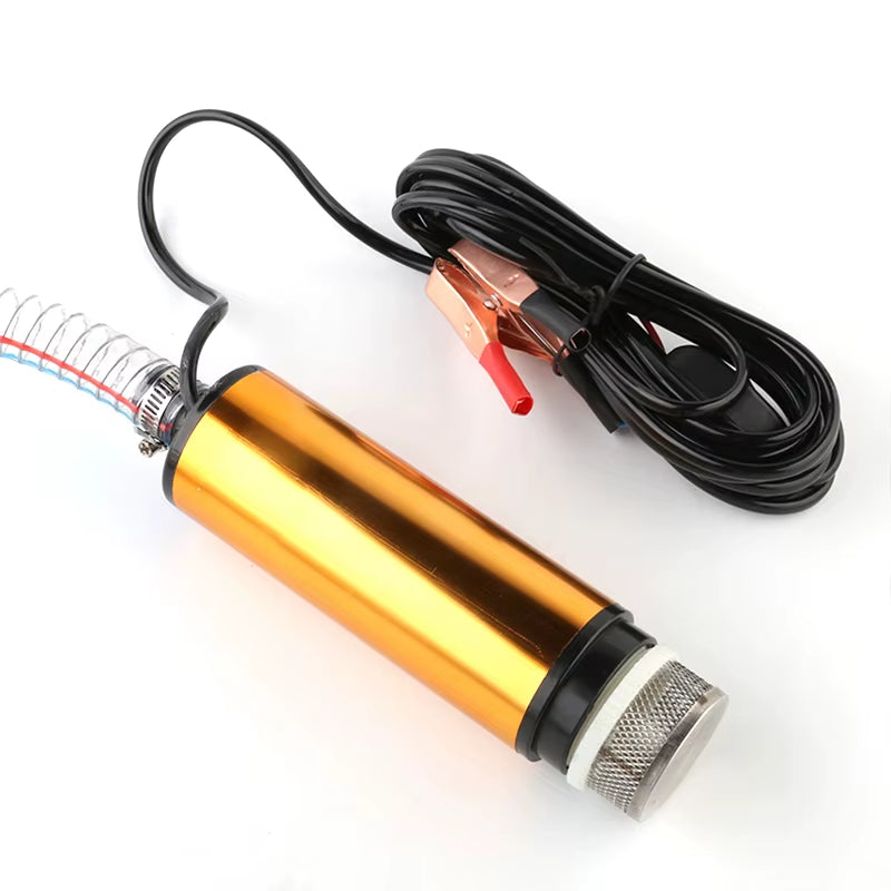 Car Electric Oil Pump Submersible Pump Portable Mini 12V 24V DC Electric Pump Aluminum Alloy Shell 12L/Min Fuel Transfer Pump
