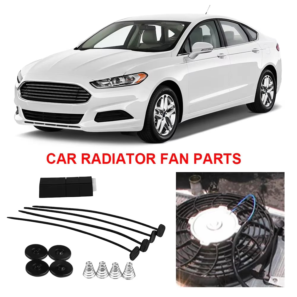 Universal Electric Cooling Radiator Auto Fan Mounting Kit Zip Ties Straps Tabs Brackets Car Accessories Parts
