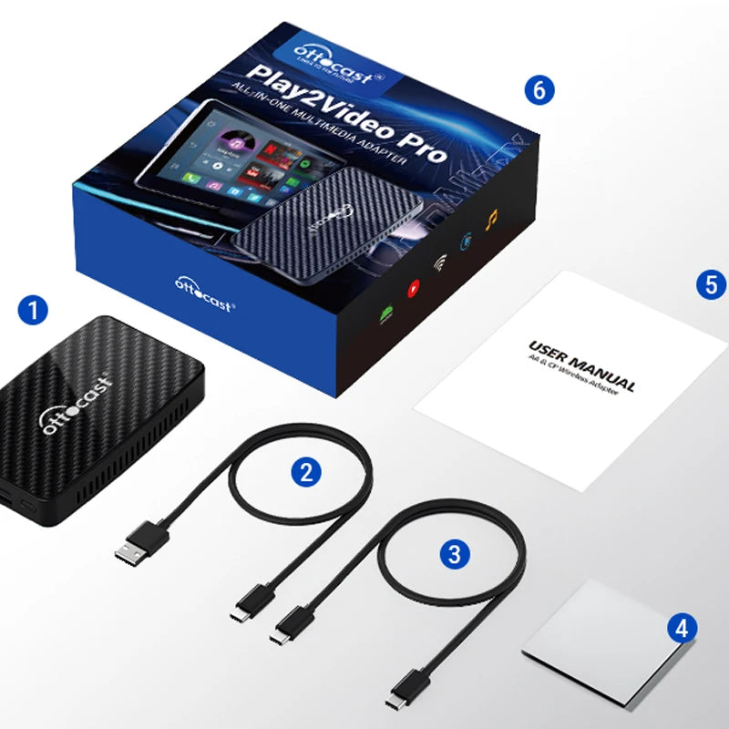 OTTOCAST Play2Video Pro Ai Box Built in Youtube Netflix IPTV Video Box Wireless Carplay Android Auto Adapter for 98% of Cars