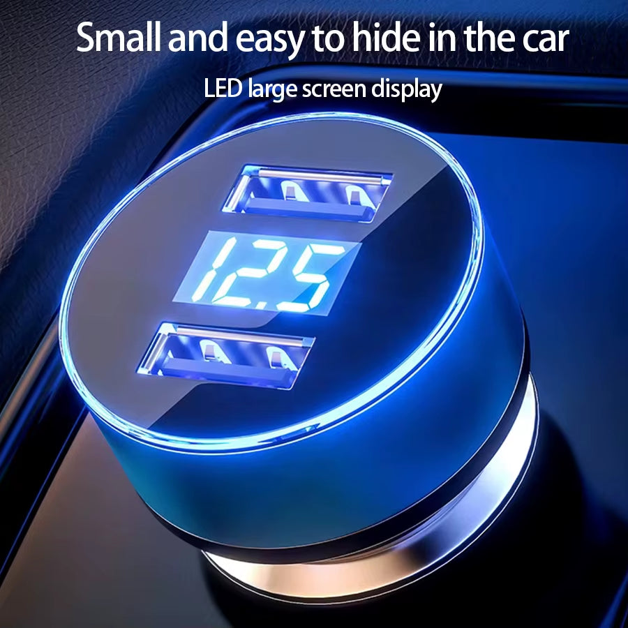 240W Car Charger Dual USB Ports 120W Super Fast Charging with Digital Display Quick Charging Adapter for Iphone Samsung Xiaomi