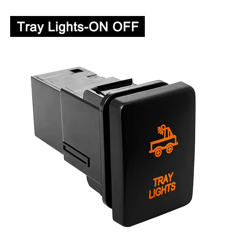 12V Car Push Button Switch with Cable Connector Orange Led Light Bar for Toyota Prado 150 200 Landcruiser Hilux RAV4 Carolla