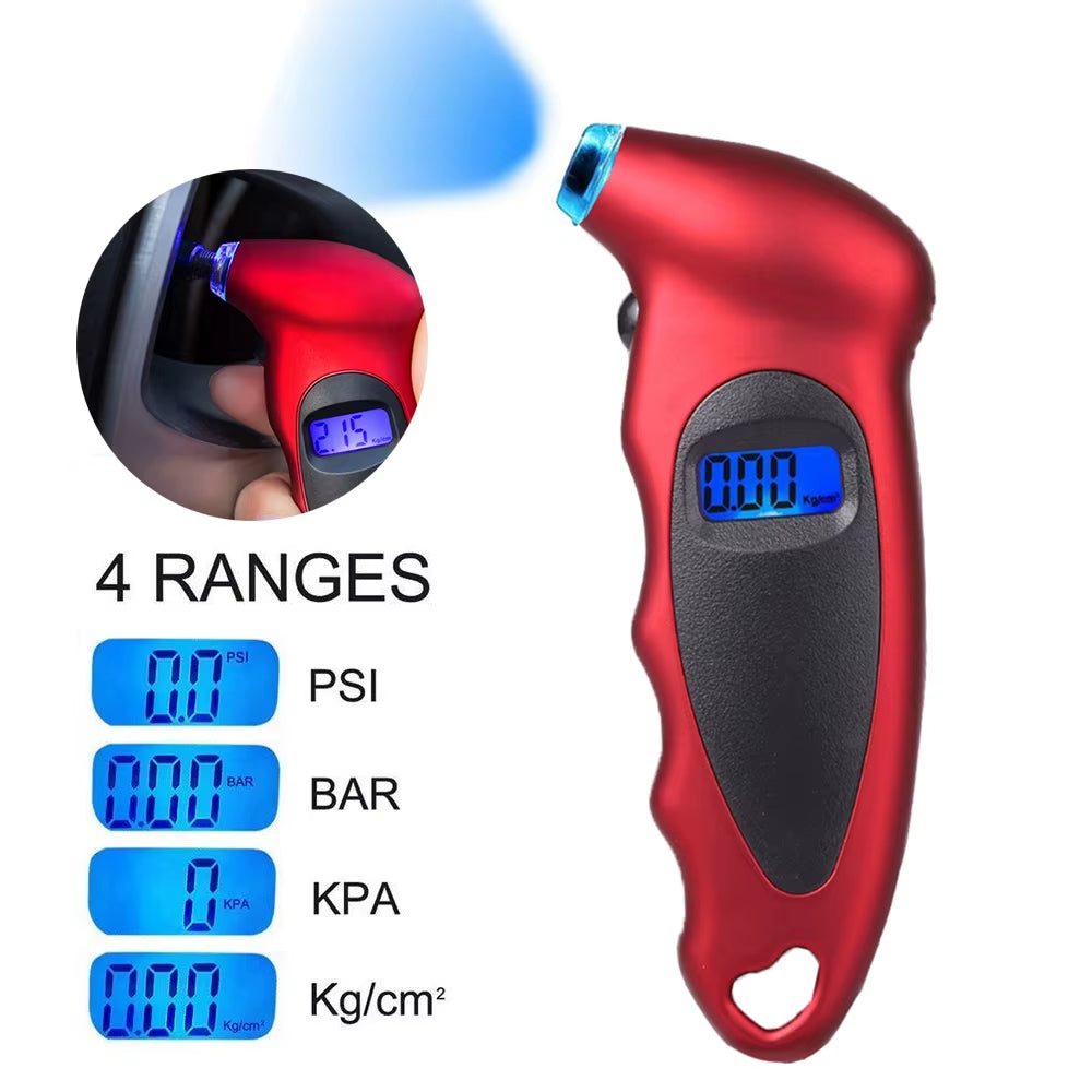 Car Motorcycle Digital Tire Pressure Gauge Meter Bicycle Tyre Diagnostic Tool 0-150 PSI Backlight LCD Air Pressure Gauge Tester