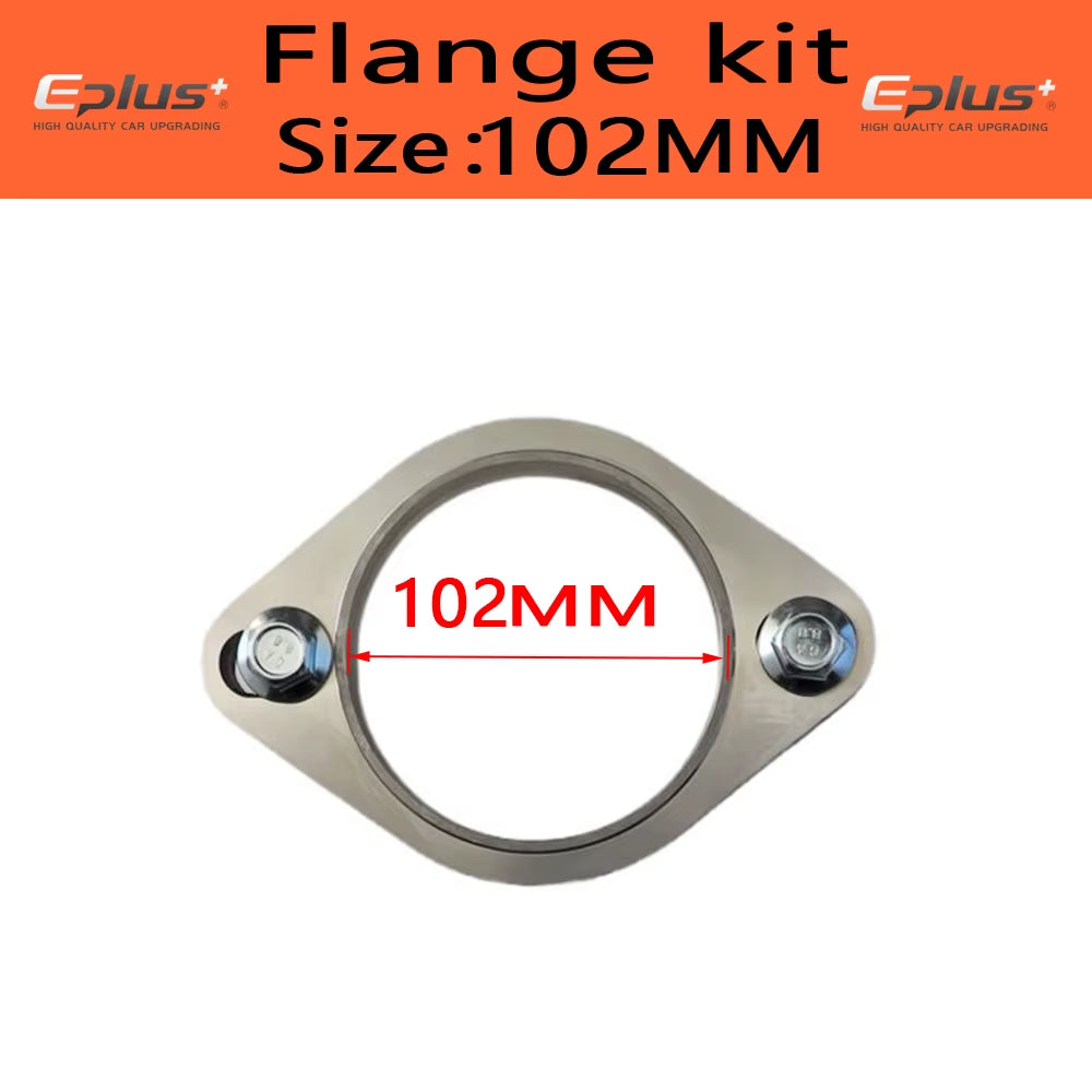 Eplus Car Motorcycle Exhaust Pipe Muffler Flange Joint Kit Universal 2 Holes 304 Stainless Steel 51MM 63MM 76MM