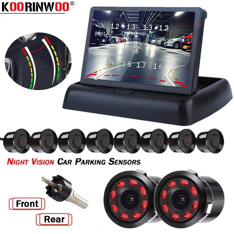 Parktronic 8/6/4 Car Sensors Front + Back Camera Parking Sensors Distance No. LCD Monitor Buzzer System for Blind Area