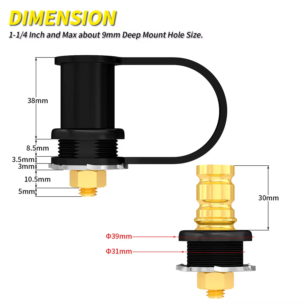 Daiertek Battery Charger Post 3/8" Stud Remote Battery Terminals with Cap M10 Battery Jump Post for Auto Truck Boat ATV Can-Am