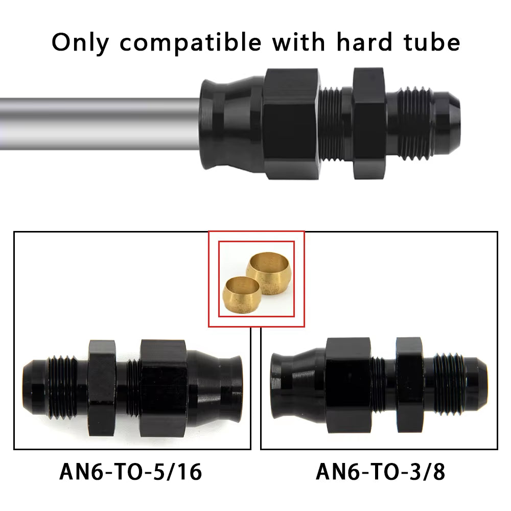 AN6 AN8 AN10 Straight Male to 5/16" 3/8" 1/2" 1/4" Tubing Compression Oil Line Hose End Fitting Adapter Fuel Line Adaptor