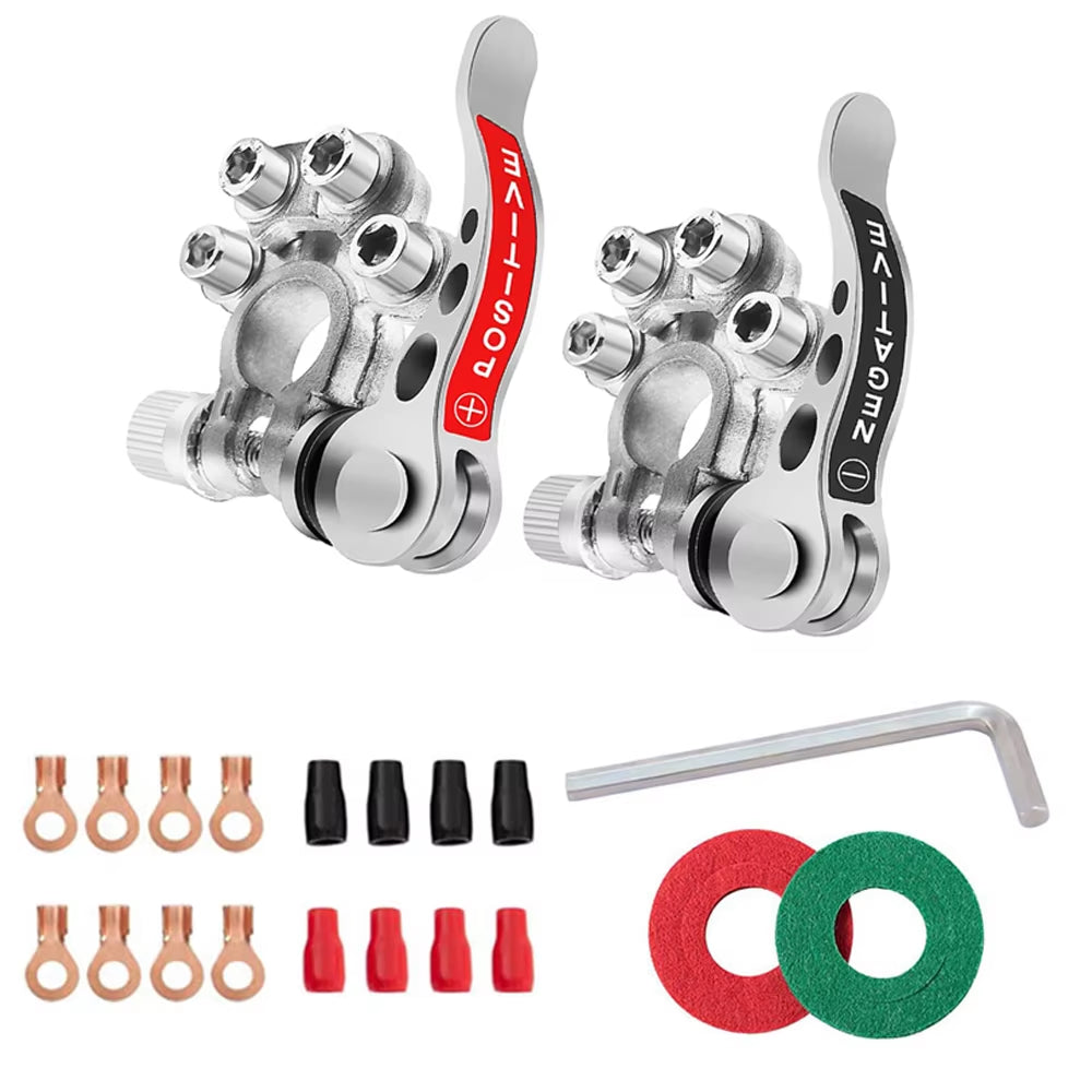 Car Battery Terminal Quick Release Disconnect Battery Terminals Copper Wire Lugs Cable Clamp Screw Connection Kit for Auto Boat