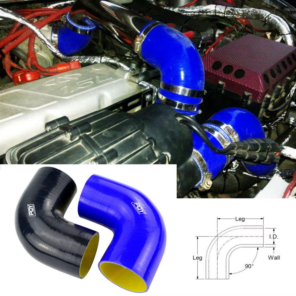VR - 3" 76Mm 90 Degree Elbow Silicone Hose Pipe Turbo Intake Blue Black Vr-Sh9030-Qy