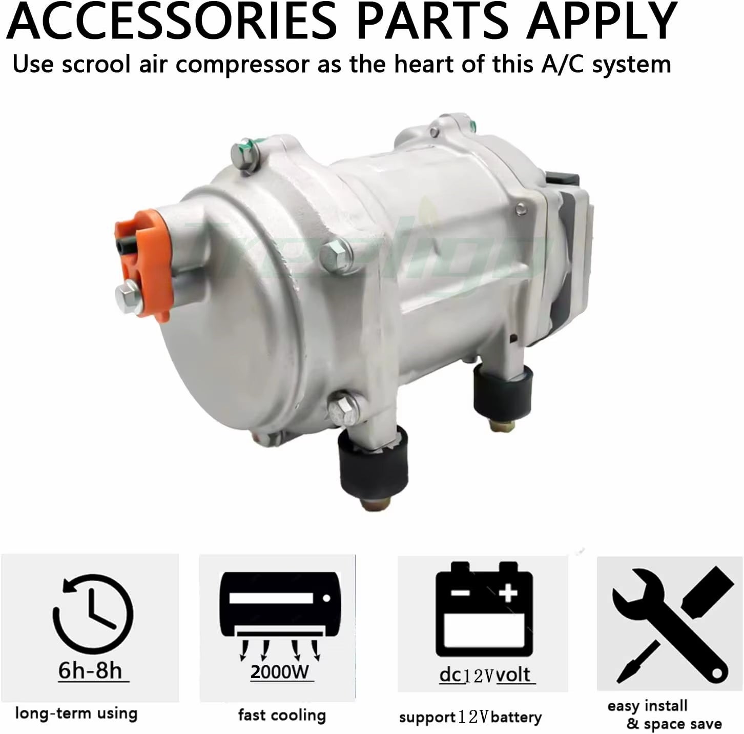 Aspligo Heat Cool 12V 24V Electric Car Air Conditioner under Dashboard Air Conditioning for Automotive Truck Camper Motorhome