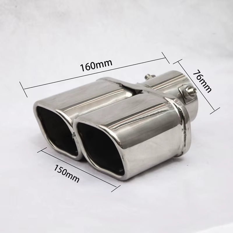 76Mm Universal Auto Muffler Silencer Dual Outlet Car Exhaust Tip Stainless Steel Slant Rolled Edge Blue/Silver Anti-Resistance R