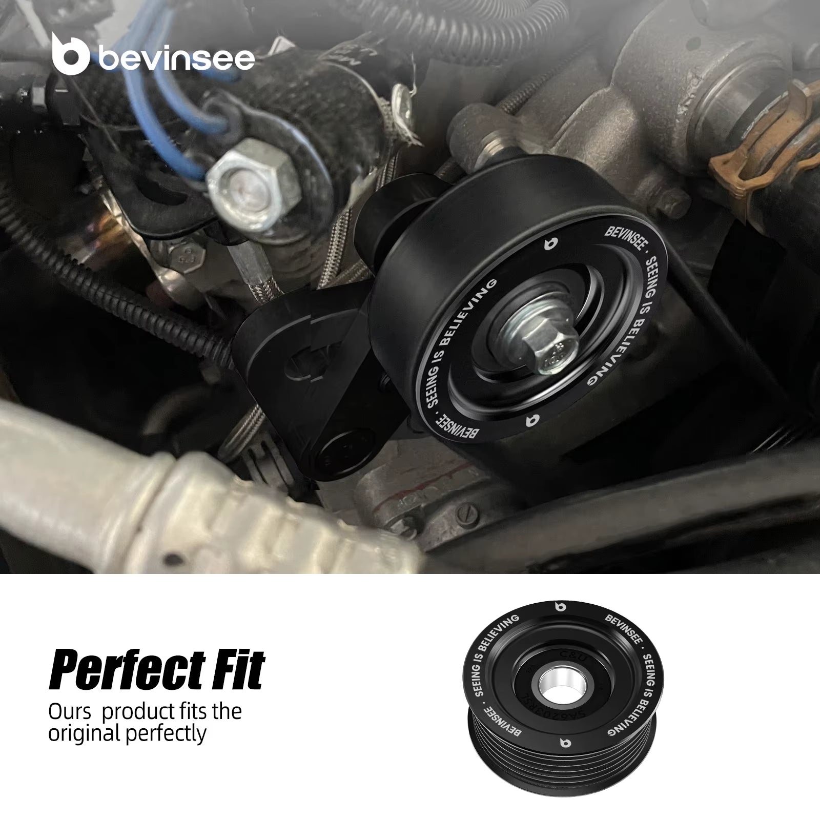 Aluminum LS 6 Groove Tensioner Pulley Width 23Mm for Chevrolet Corvette 5.7L 350 V8 1997-2004