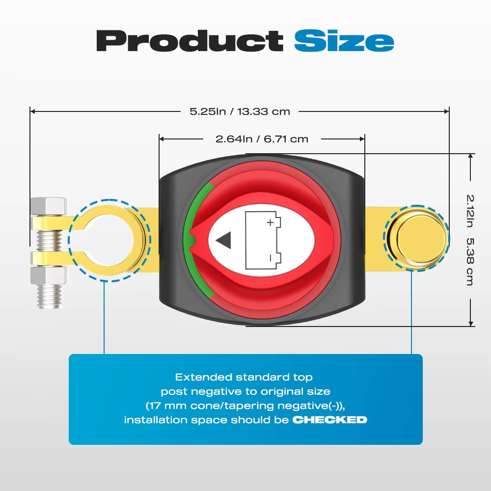 12-48V Top Pillar Battery Disconnect Switch, Used as a Disconnect Isolator (Negative Pole, On/Off) for Cars, Rvs, Boats