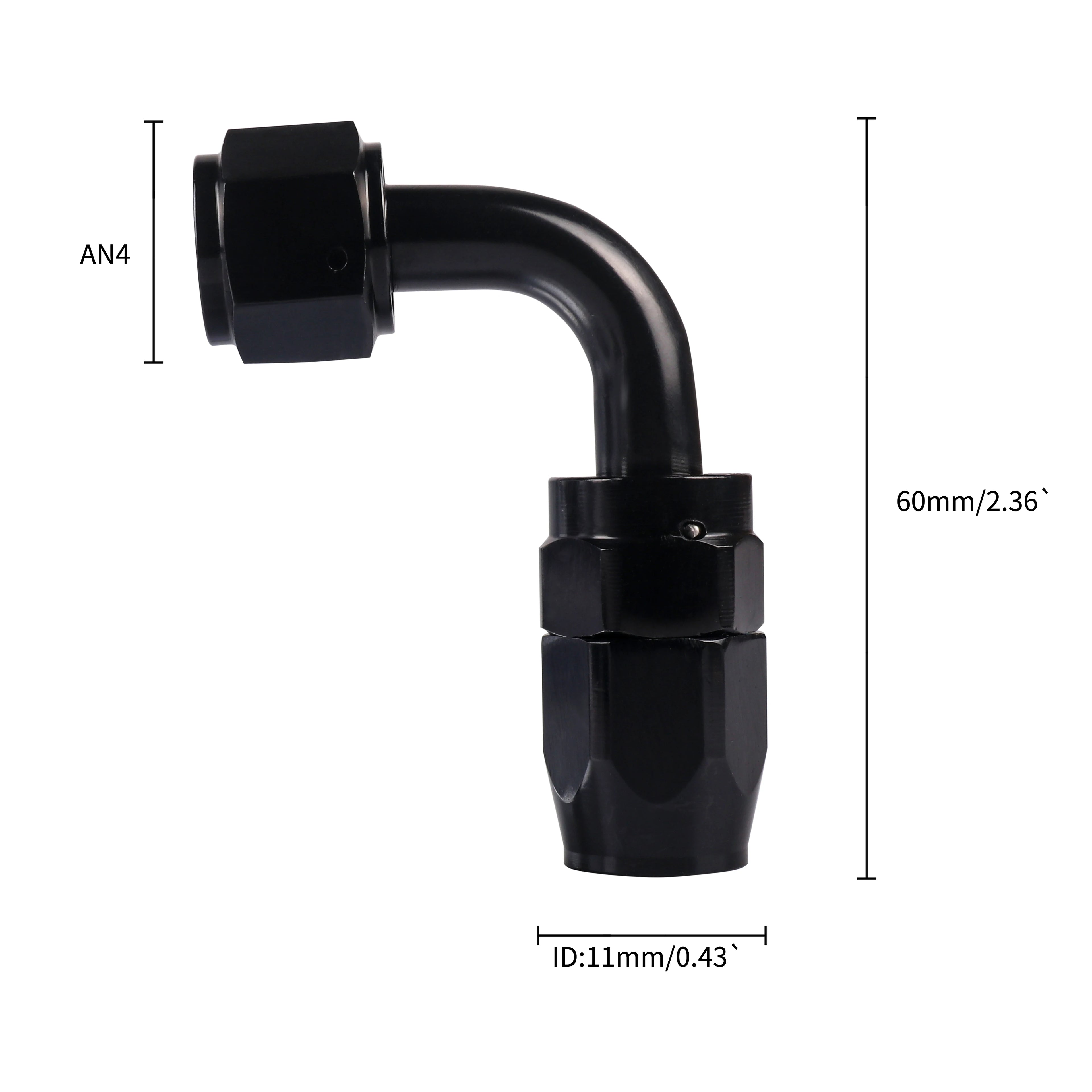 4/6/8/10/12 an Hose Ends Fitting Aluminium Black an Fittings Adapter Oil Fuel Pipe Reusable Fitting End 0/45/90/180 Degree