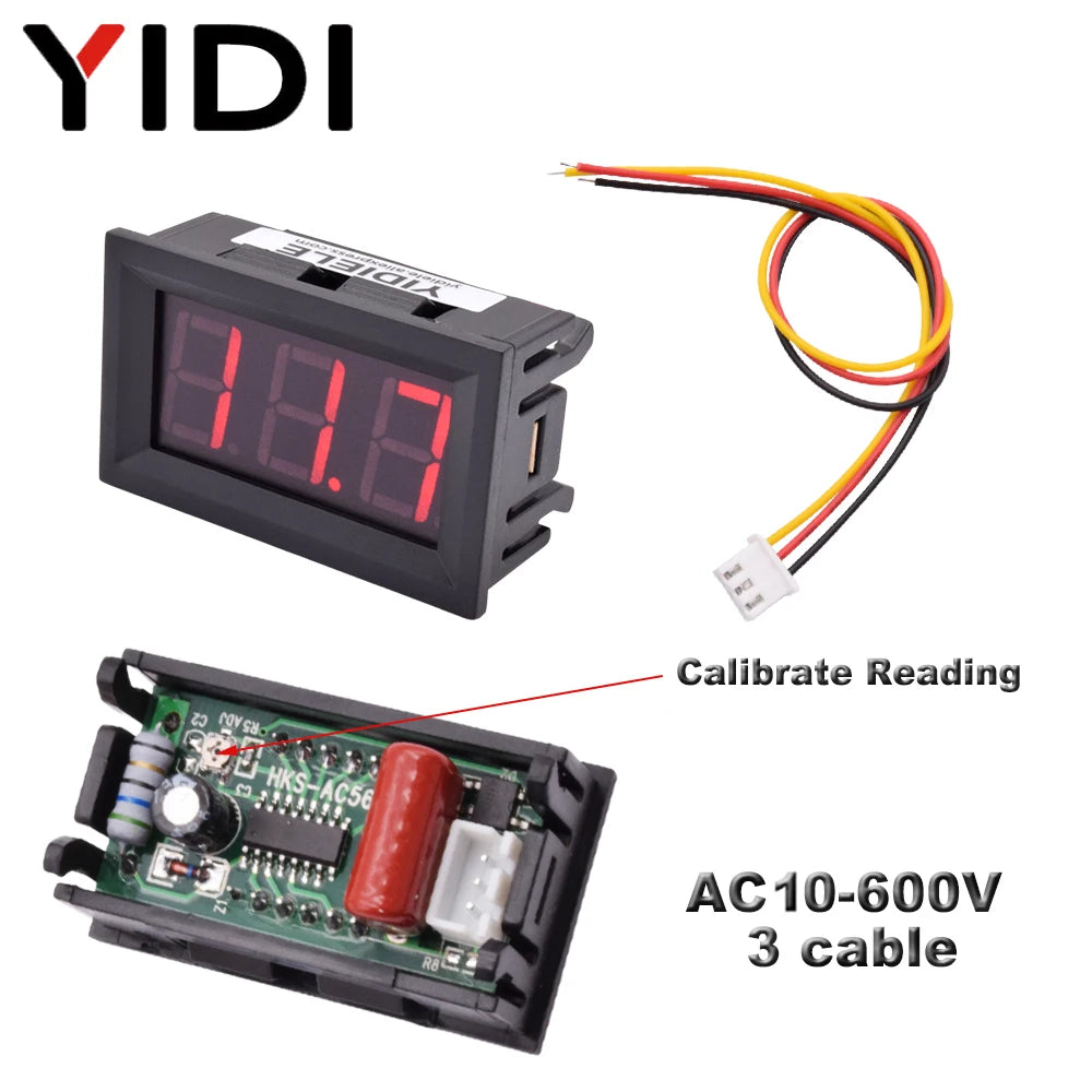 0.56'' AC 30-500V 10-600V AC Digital Voltmeter DC 3.5-30V DC 0-100V Red Green Blue LED Display Voltage Meter Tester Detector