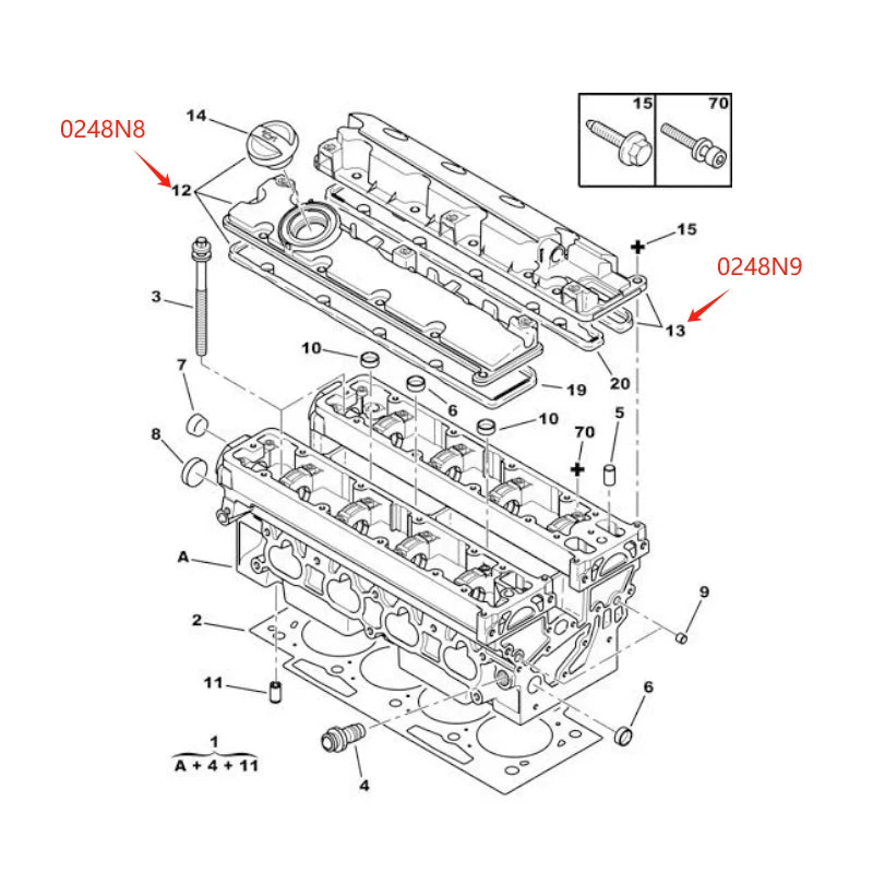 0248N8 0248N9 COVER CYL HEAD EXHAUST-EW10 Suitable for Peugeot 307 307CC 407 Citroen  Picasso Xsara C5 2.0 CYL-HEAD COVER