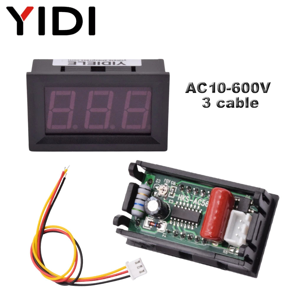 0.56'' AC 30-500V 10-600V AC Digital Voltmeter DC 3.5-30V DC 0-100V Red Green Blue LED Display Voltage Meter Tester Detector