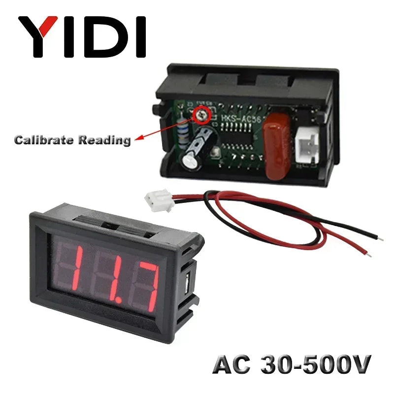 0.56'' AC 30-500V 10-600V AC Digital Voltmeter DC 3.5-30V DC 0-100V Red Green Blue LED Display Voltage Meter Tester Detector