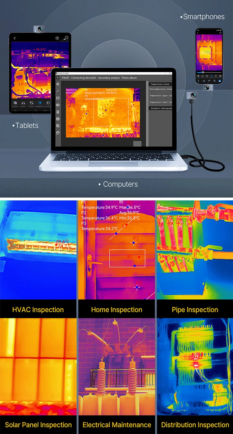 -20 to 600℃ Infrared Thermal Imaging Camera for Phones HVAC PCB Repair Tools Gadget