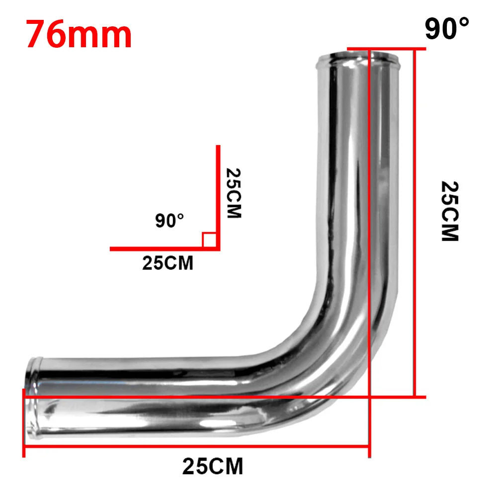 0/45/90/180 Degrees L S Type Aluminum Tube Universal 76mm 3.5inch Cold Air Intake Pipe for Racing Car Turbo High Flow