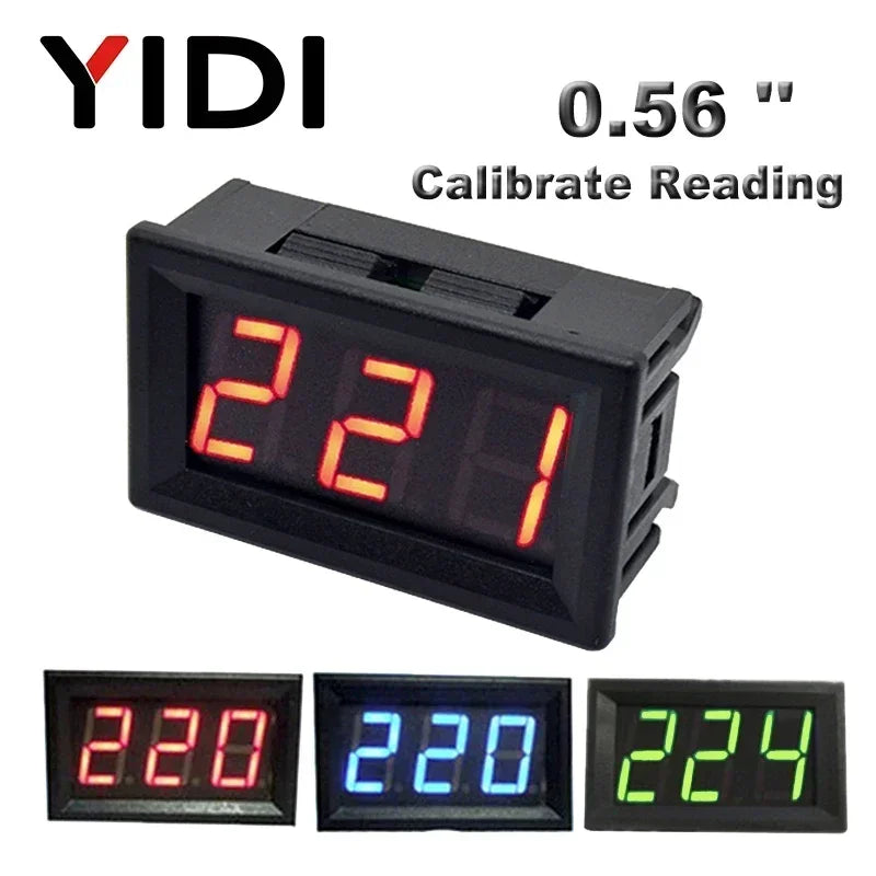 0.56'' AC 30-500V 10-600V AC Digital Voltmeter DC 3.5-30V DC 0-100V Red Green Blue LED Display Voltage Meter Tester Detector