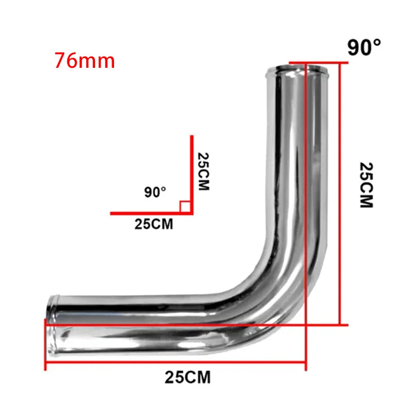 0/45/90/180 degree aluminum tube universal 3 Inch  "76mm Intercooler  cold intake pipe racing turbo high flow