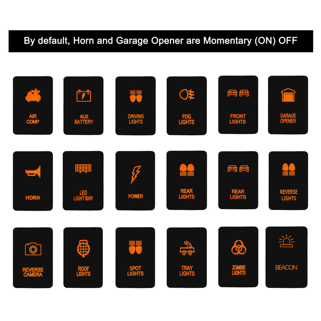 12V Car Push Button Switch with Cable Connector Orange Led Light Bar for Toyota Prado 150 200 Landcruiser Hilux RAV4 Carolla