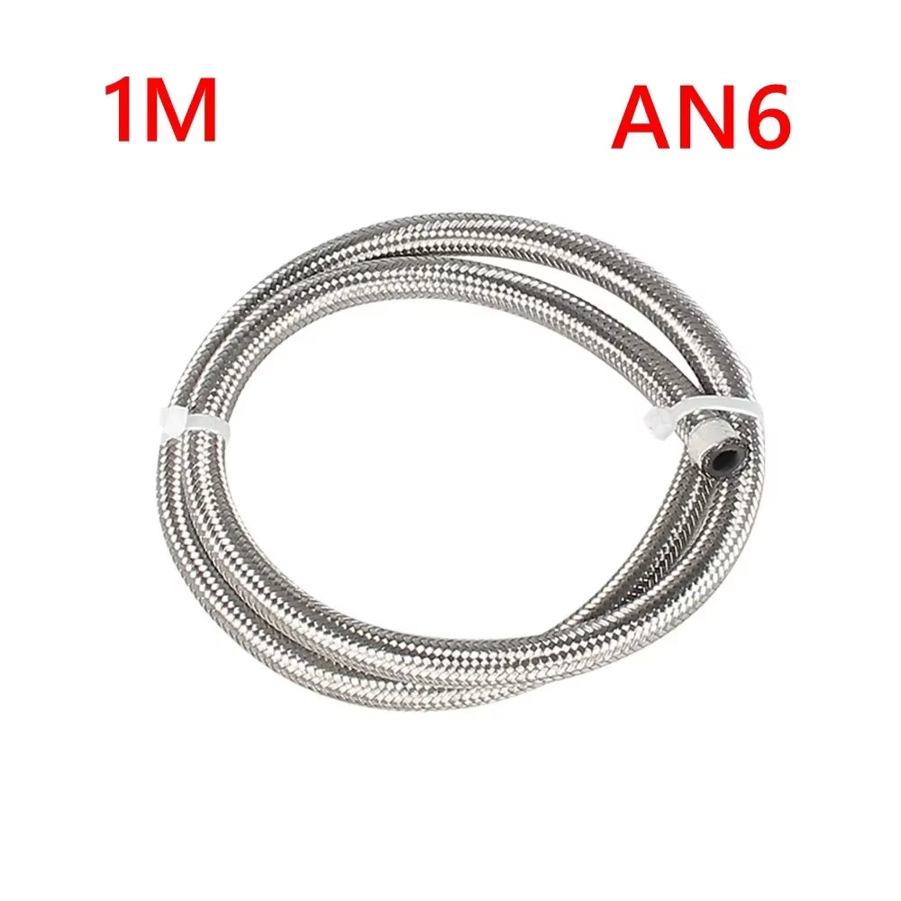 1M 3M 5M 16FT AN4 AN6 AN8 AN10 AN12 Oil Fuel Hose Oil Gas Cooler Hose Line 5M Pipe Tube Nylon Stainless Steel Braided Line