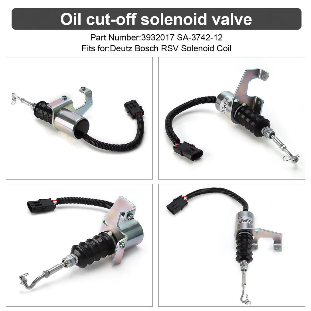12V/24V Fuel Shut off Solenoid Valve SA-3799-12 1751ES 7-19007 SA-3742-12 Compatible for Deutz Engine Compatible with Perkins