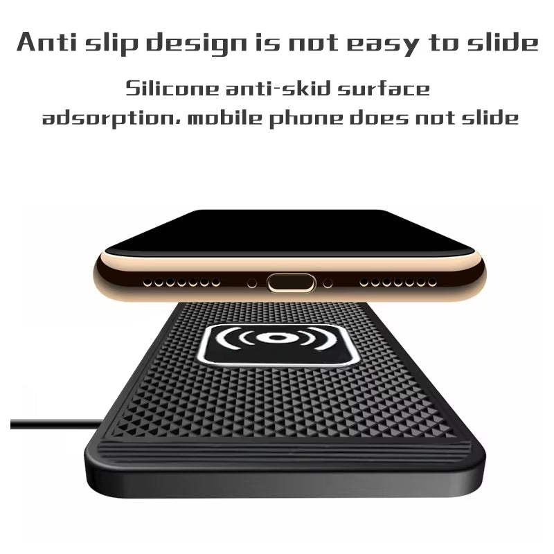 15W Wireless Car Charger Pad Non-Slip Qi Fast Charging for Android & Iphone 11/12/13/14 - Vehicle Phone Charger