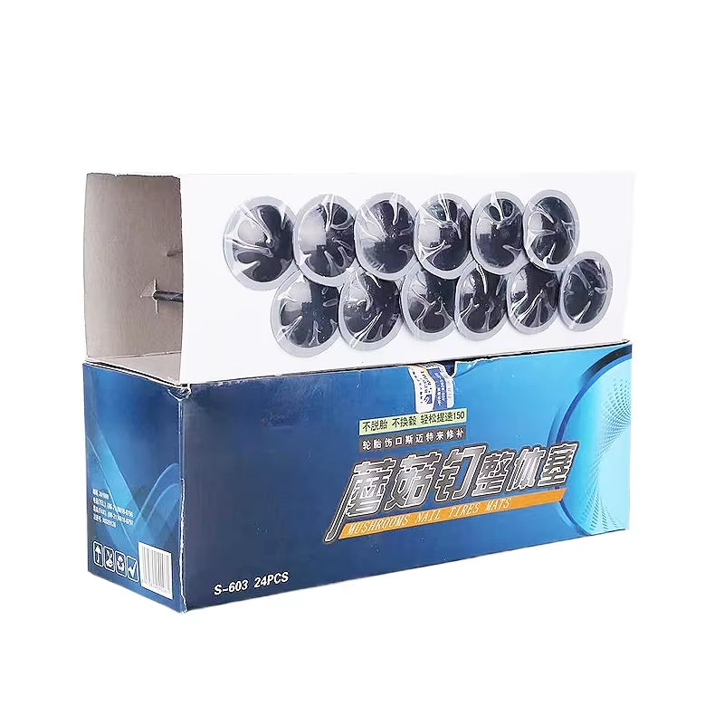 24Pcs Universal Car Vehicle Tubeless Tyre Puncture Repair Kit Wired Mushroom Plug Motorcycle Patch Vacuum Tire Plug Patch Gum