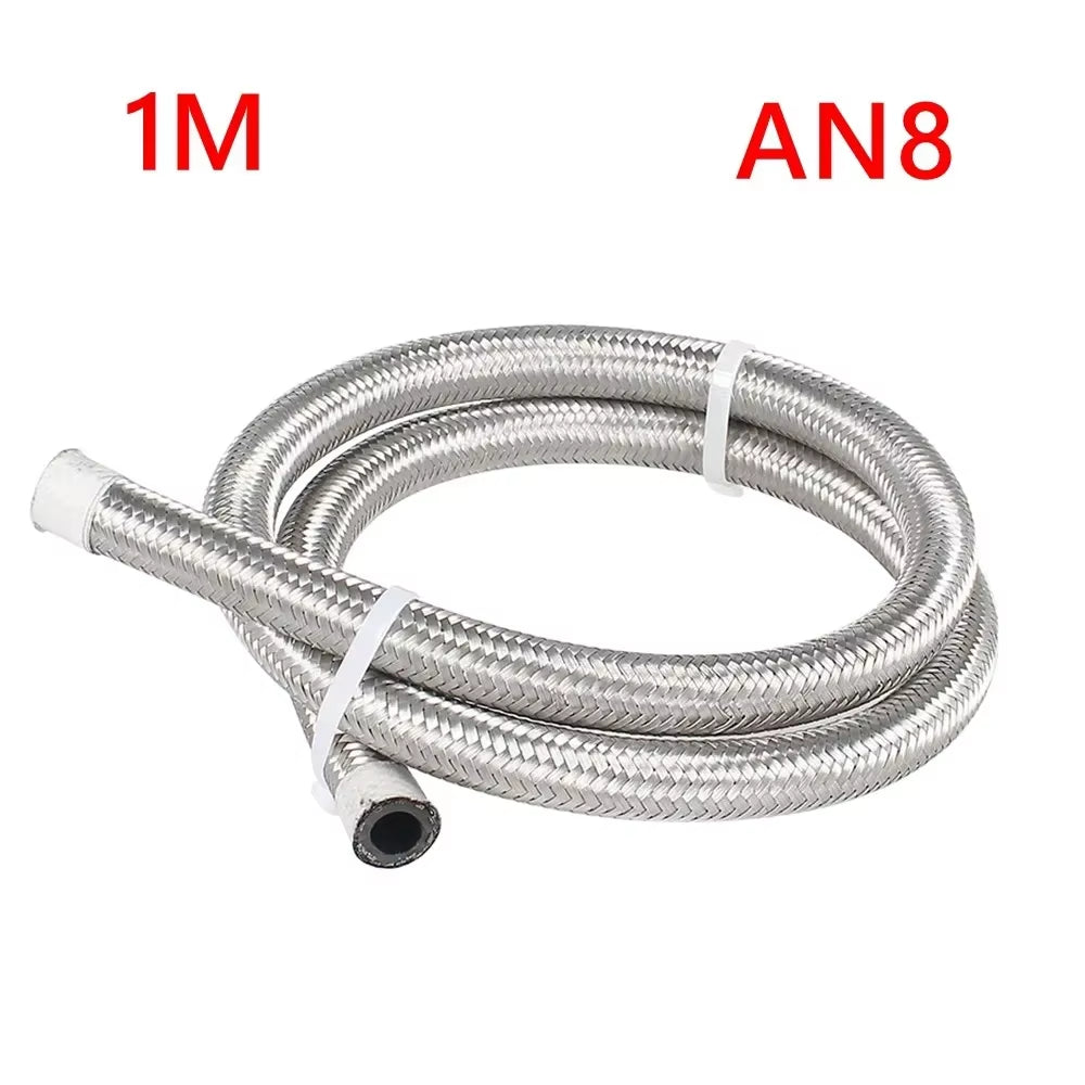 1M 3M 5M 16FT AN4 AN6 AN8 AN10 AN12 Oil Fuel Hose Oil Gas Cooler Hose Line 5M Pipe Tube Nylon Stainless Steel Braided Line