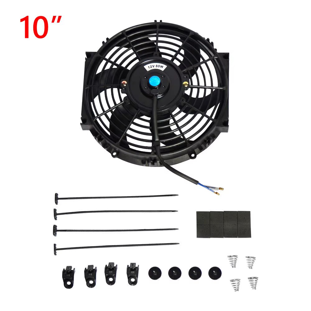 Universal 8 Row Aluminum Transmission Radiator Oil Cooling / 10 Inch 12V Car Air Conditioning Electronic Slim Fan Cool Kit
