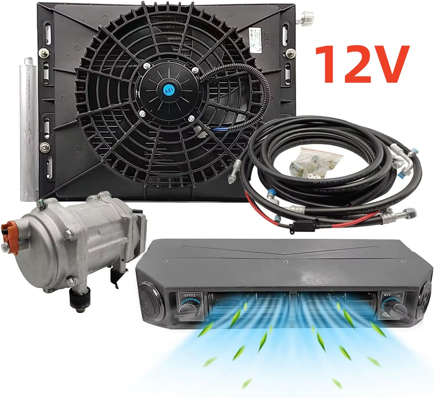 Aspligo Heat Cool 12V 24V Electric Car Air Conditioner under Dashboard Air Conditioning for Automotive Truck Camper Motorhome