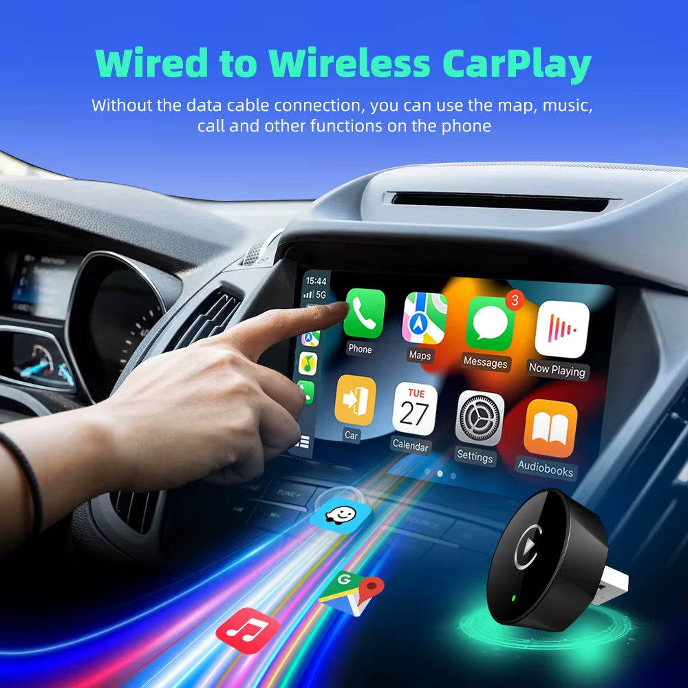 2In1 Wireless Carplay Dongle Wireless Android Auto Adapter AI Smart Box Car Intelligent Systems for Car with Wired Carplay