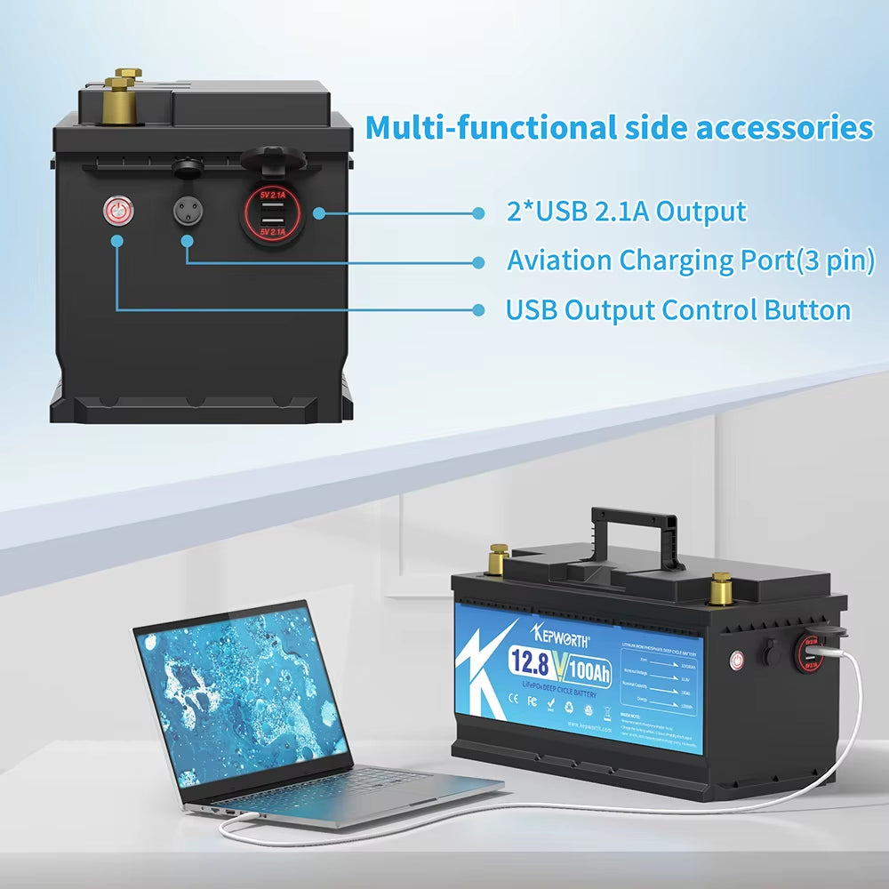 12V 100Ah Lifepo4 Lithium Iron Phosphate Battery Upgraded BMS 6000 Cycles for RV Campers Golf Cart Off-Road Off-Grid Solar Wind