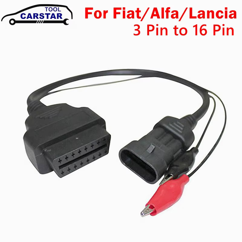 For Fiat 3 Pin to 16 Pin Car Cable OBD2 Connector 3Pin Male to 16Pin Female for Lancia for Alfa Auto Diagnostic Cable